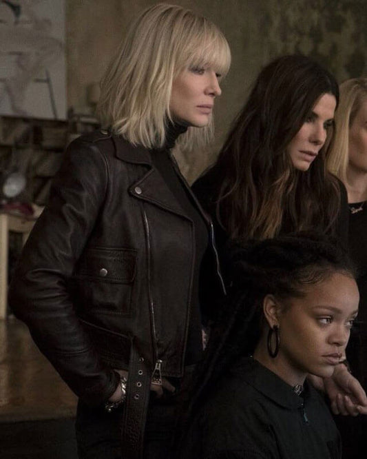 Oceans 8 Cate Blanchett Biker Leather Jacket
