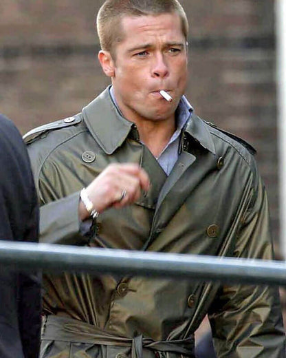 Oceans Twelve Brad Pitt Real Leather Coat