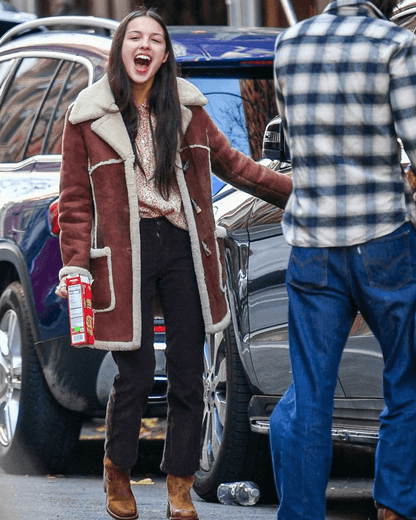 Olivia Rodrigo Shearling Suede Coat