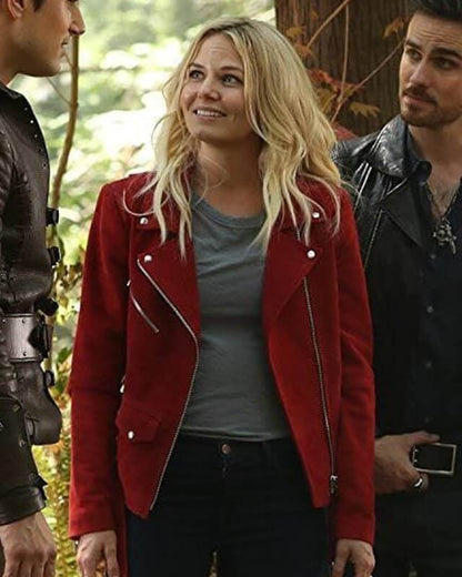 Once Upon A Time Emma Swan Red Suede Jacket