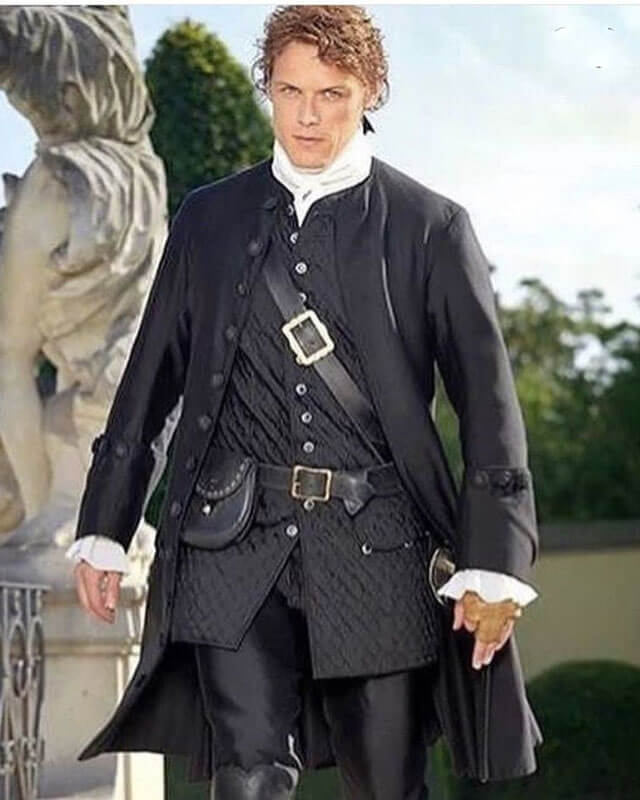 Outlander Jamie Fraser Black Long Coat S04