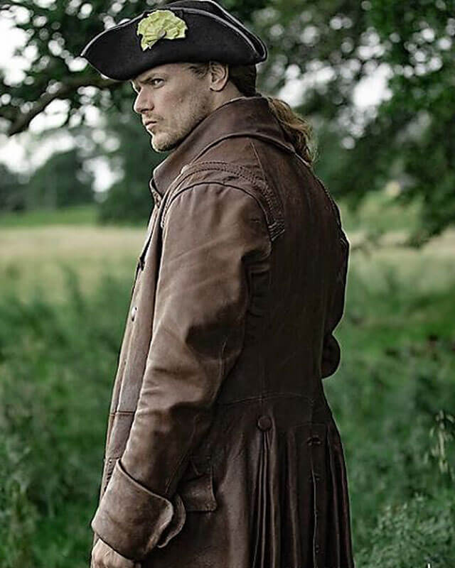 Outlander Sam Heughan Trench Leather Coat