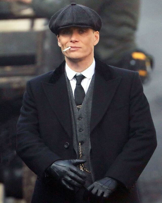 Peaky Blinders Cillian Murphy Velvet Collar Black Coat