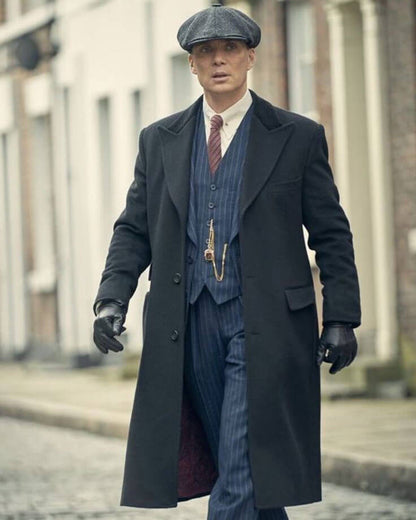 Peaky Blinders Tommy Shelby Black Wool Coat 