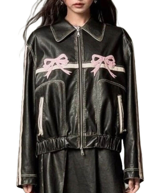 Black jacket with outlet pink stripes