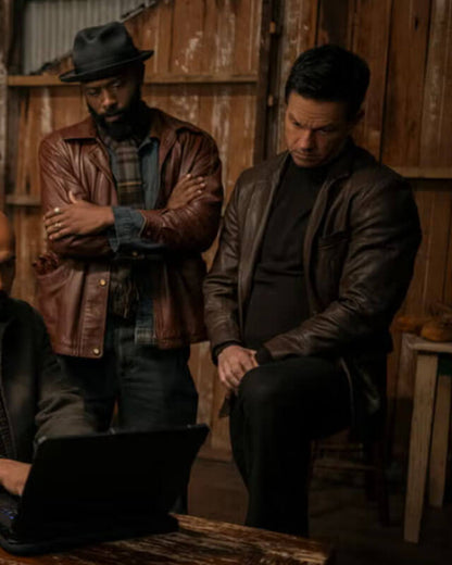Play Dirty Mark Wahlberg Brown Leather Coat