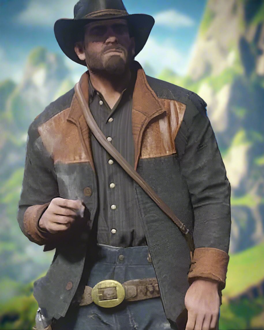 RDR Arthur Morgan Brown Leather Collar Cotton Jacket