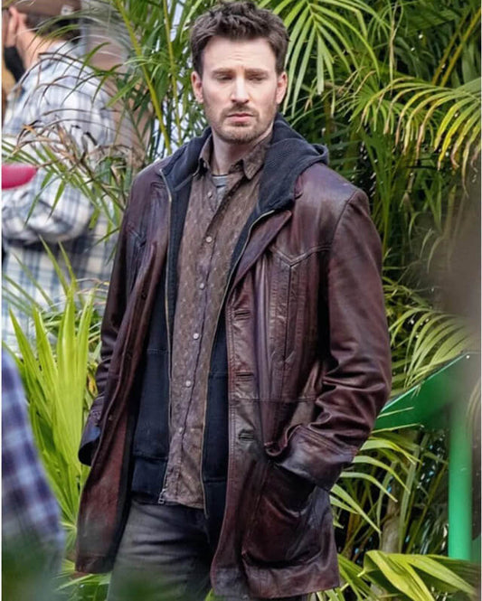 Red One Chris Evans Leather Coat