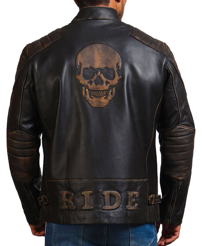 Ride Skull Motorcycle Cowhide Leather Jacket