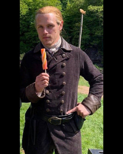 Sam Heughan Black Coat Outlander S07