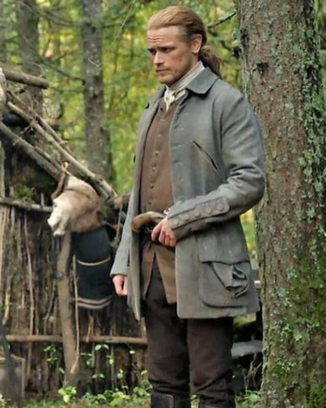 Sam Heughan Gray Wool Coat Outlander S07