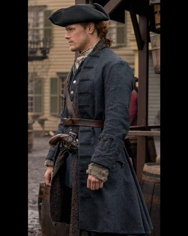 Sam Heughan Outlander Blue Trench Coat