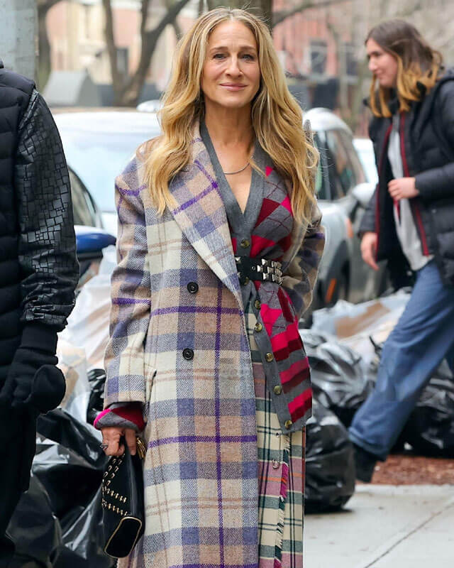 Sarah Jessica Parker AJLT Plaid Long Coat