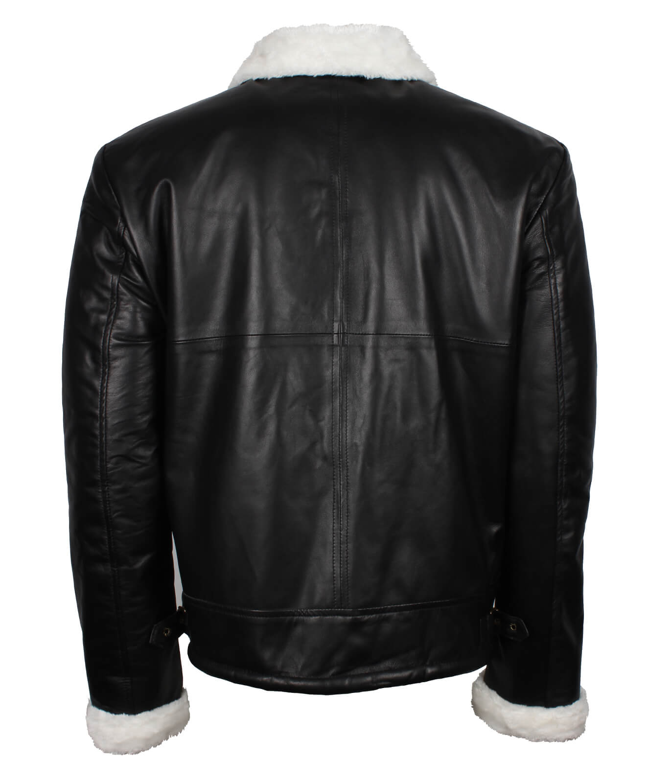Shearling Black Leather Jacket With Fur Collar