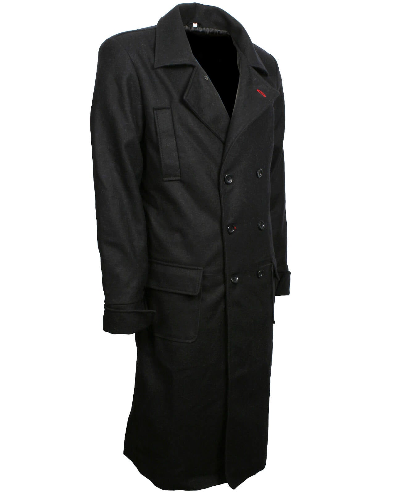 Sherlock Holmes Black Wool Trench Coat