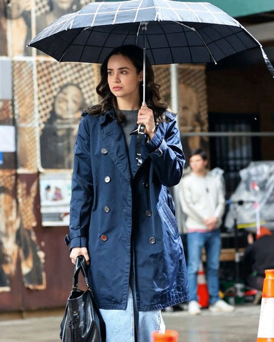 Sofia Carson The Life List Long Blue Coat