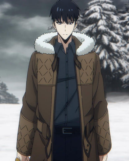 Solo Leveling ReAwakening Sung Jin Woo Fur Collar Leather Coat