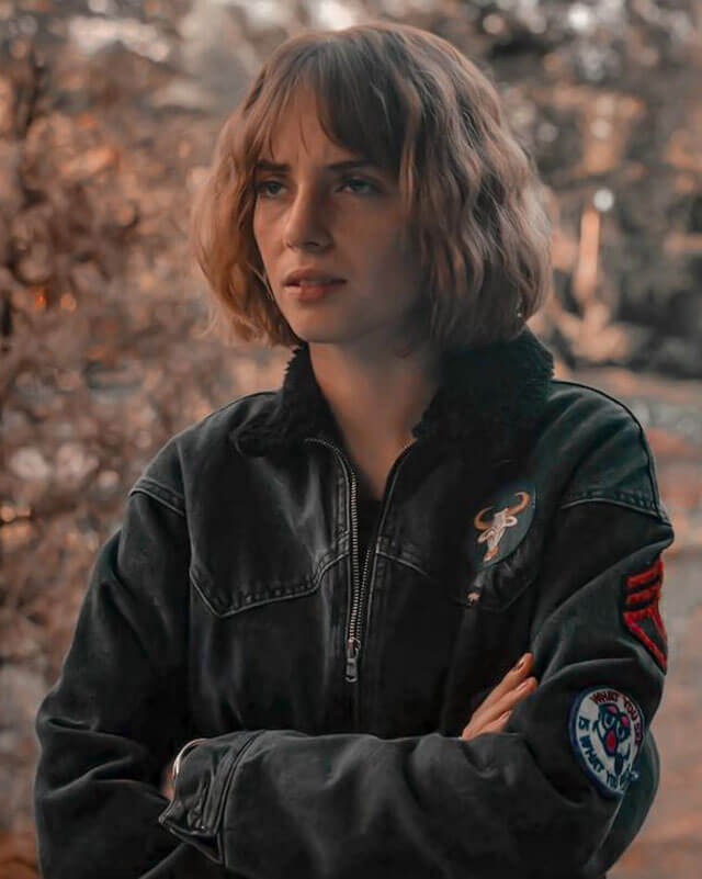 Stranger Things 4 Robin Buckley Black Patches Jacket