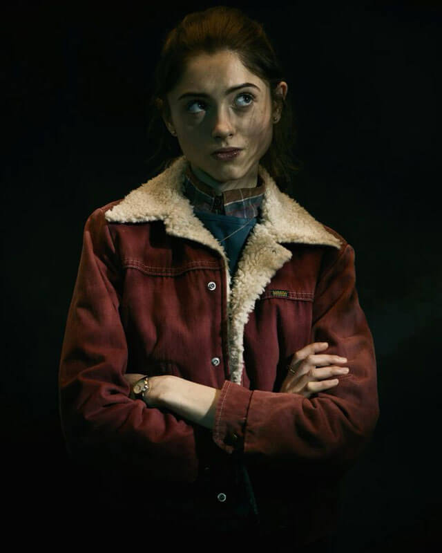 Stranger Things Natalia Dyer Red Shearling Jacket