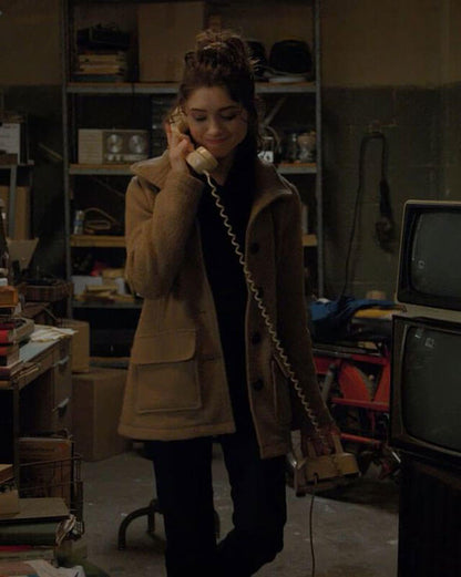 Stranger Things S04 Natalia Dyer Brown Wool Coat