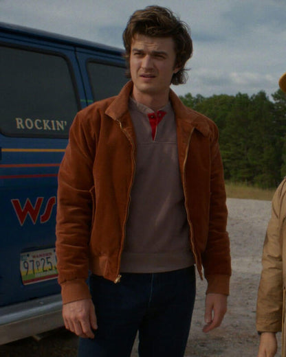 Stranger Things Steve Harrington Brown Suede Jacket S05
