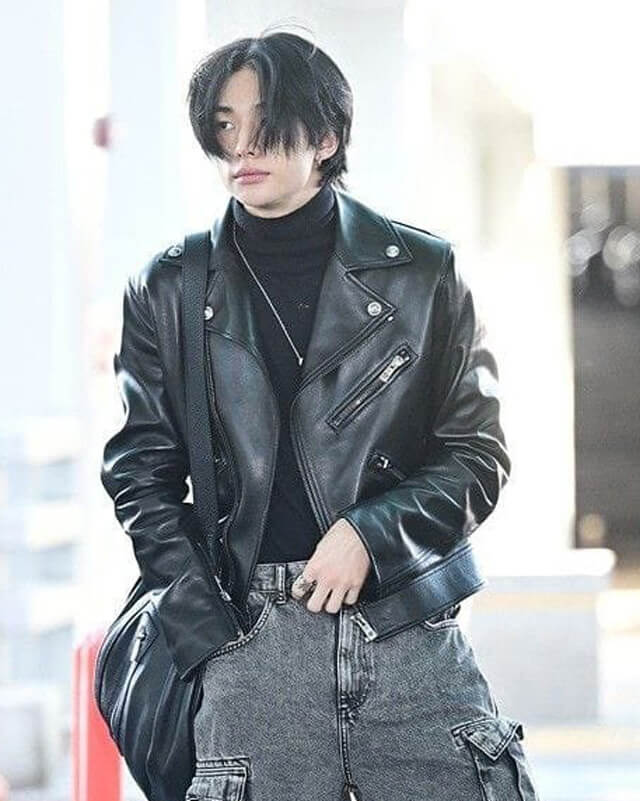 Stray Kids Hyunjin Biker Leather Jacket