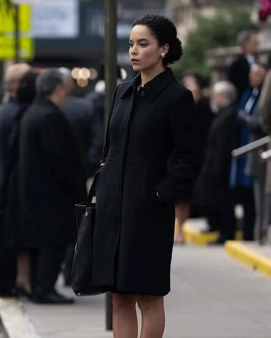 Succession Jess Jordan Black Wool Coat S04