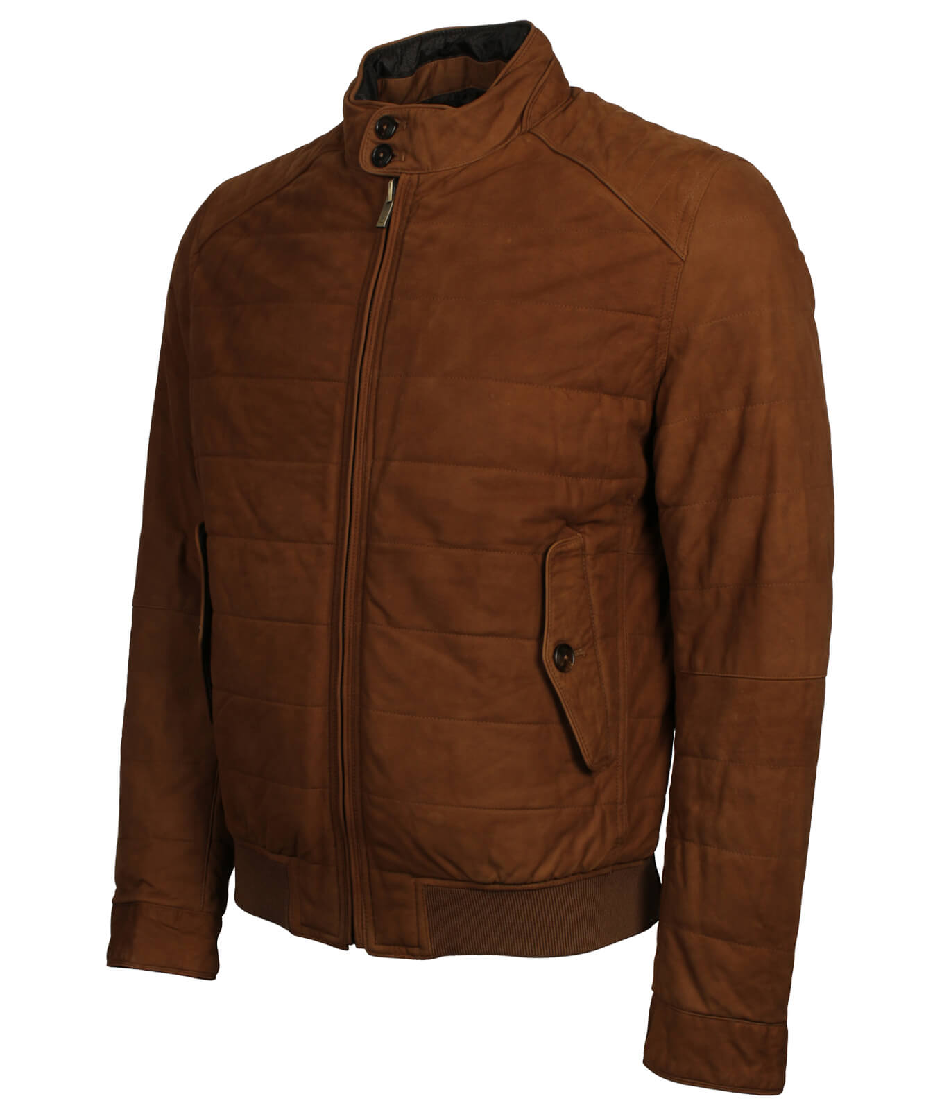 Suede Leather Brown Bomber Jacket For Men