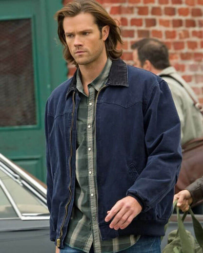 Supernatural Sam Winchester Blue Bomber Suede Jacket