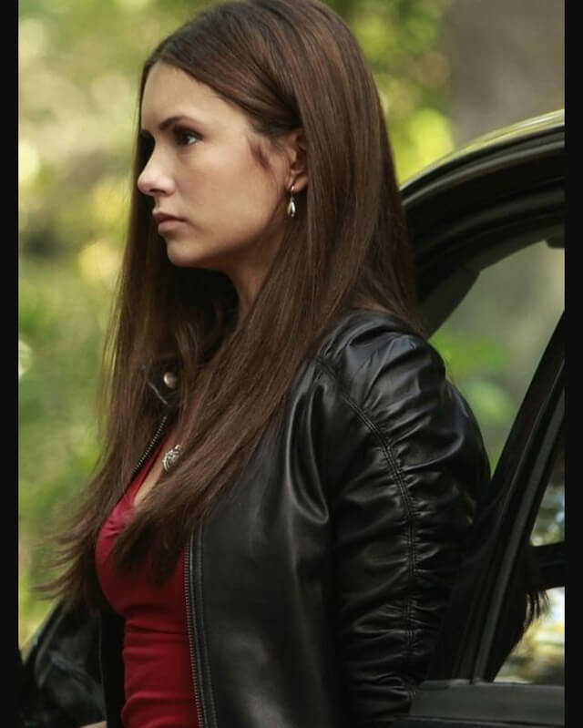 TVD Elena Gilbert Black Bomber Leather Jacket