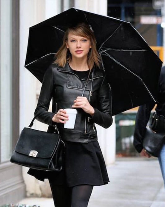 Taylor Swift Black Biker Leather Jacket