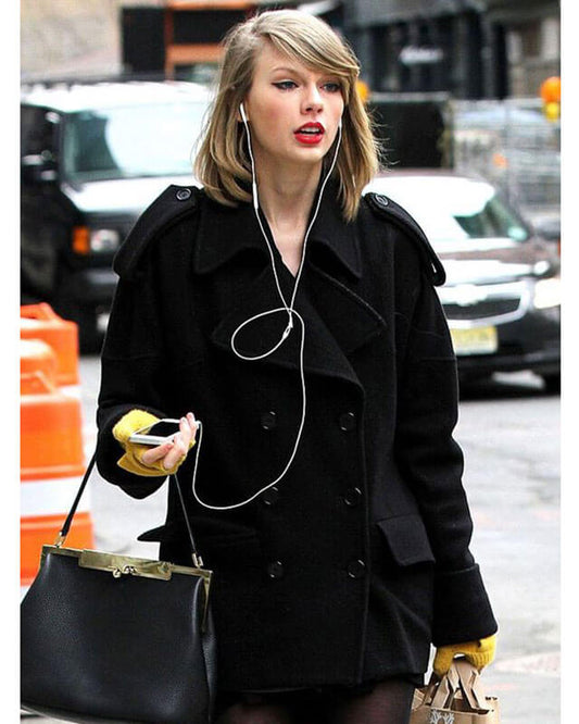 Taylor Swift Black Wool Coat