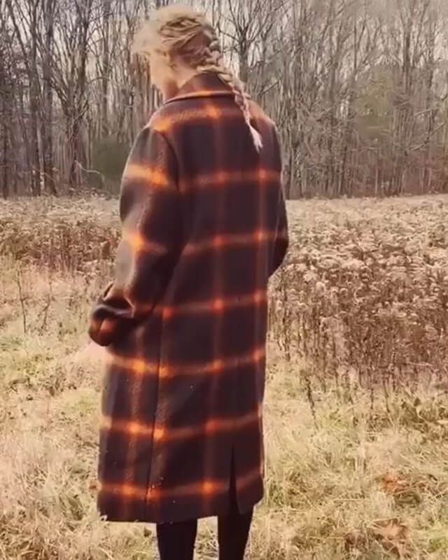 Taylor Swift Evermore Plaid Brown Wool Coat