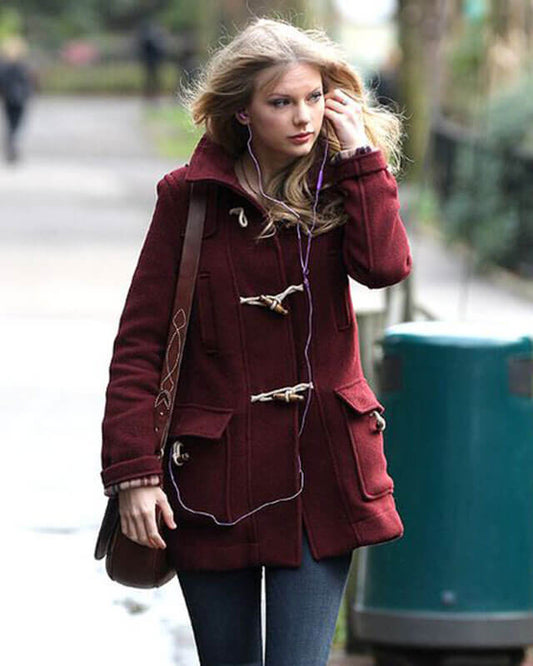 Taylor Swift Fashion Maroon Wool Coat