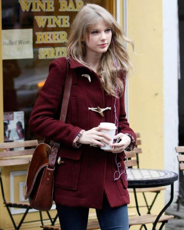 Taylor Swift Maroon Wool Coat