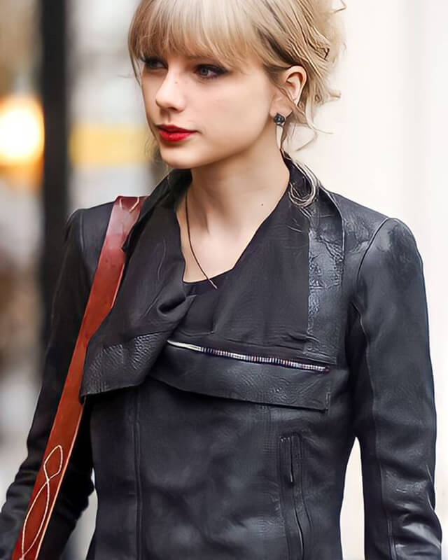 Taylor Swift Paris Lunch Black Leather Jacket