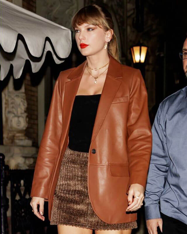 NYC Taylor Swift  Brown Leather Blazer