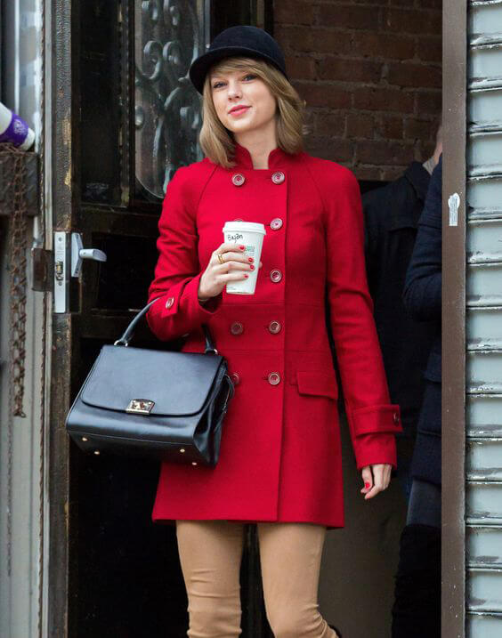 Taylor Swift Red Pea Coat