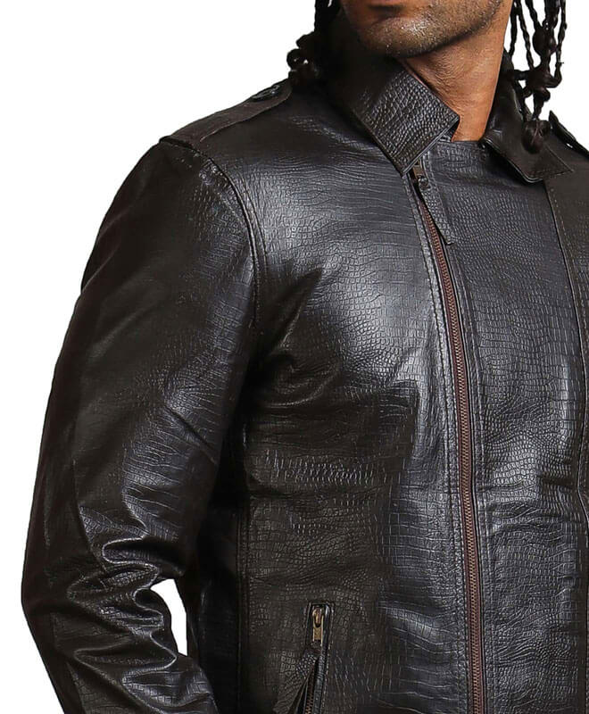 Textured Black Leather Jacket