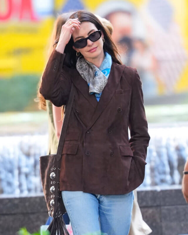 The Devil Wears Prada 2 Anne Hathaway Brown Suede Jacket