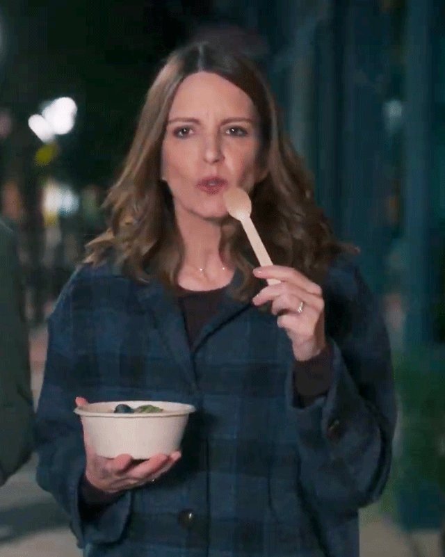 The Four Seasons Tina Fey Blue Striped Jacket