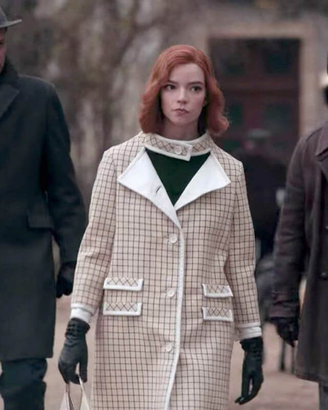 The Queen's Gambit Anya Taylor Joy Checkered Coat