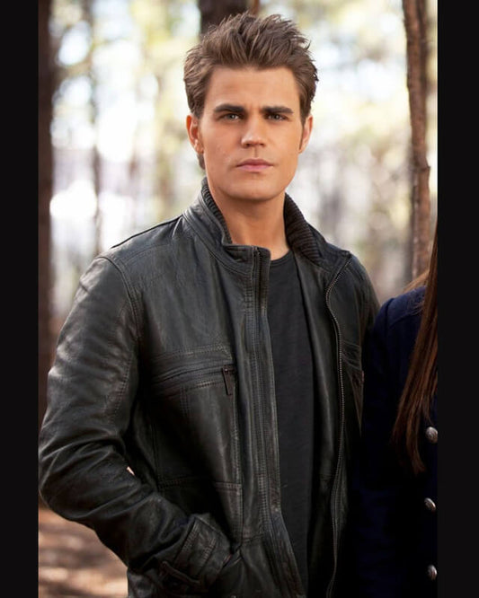 The Vampire Diaries Stefan Salvatore Black Leather Jacket