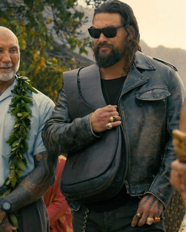 The Wrecking Crew Jason Momoa Black Biker Leather Jacket