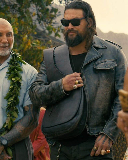 The Wrecking Crew Jason Momoa Black Biker Leather Jacket