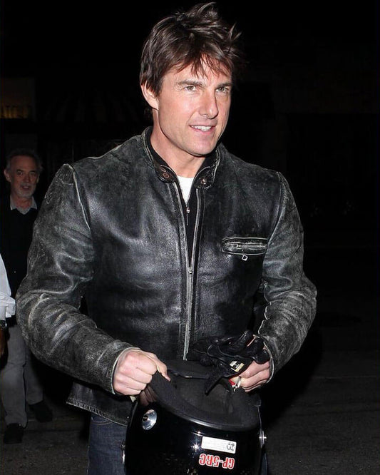 Tom Cruise Distressed Biker Leather Jacket
