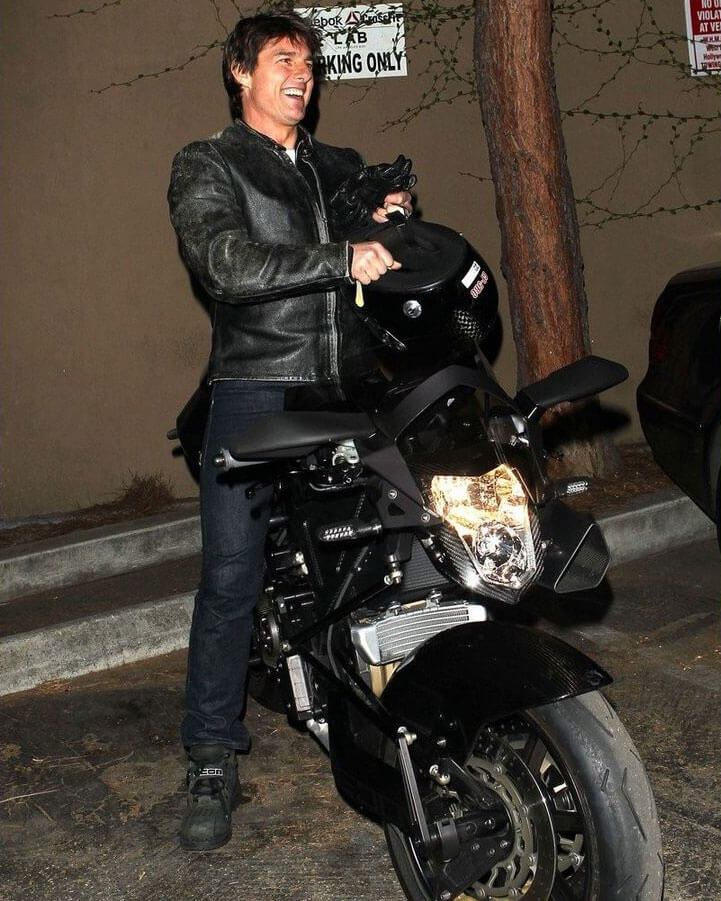 Tom Cruise White Distressed Black Biker Jacket