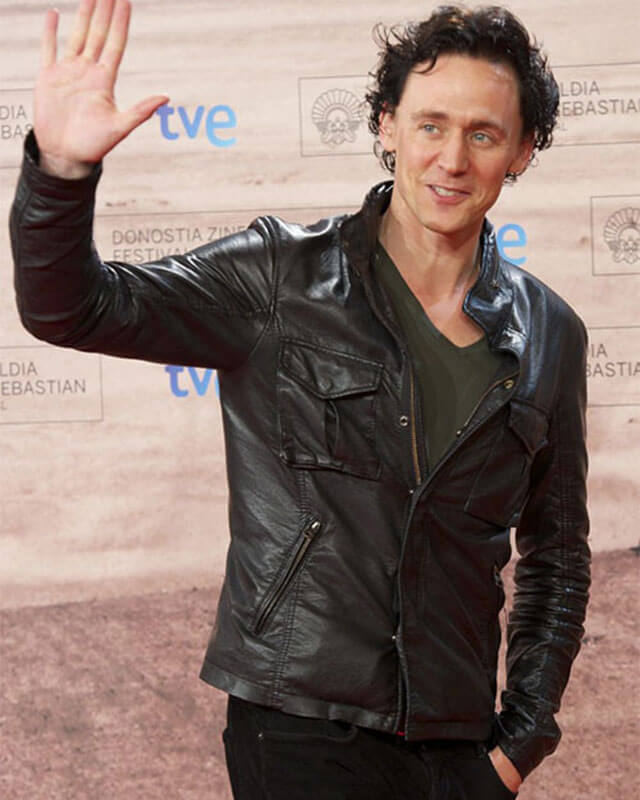 Tom Hiddleston Black Trucker Leather Jacket