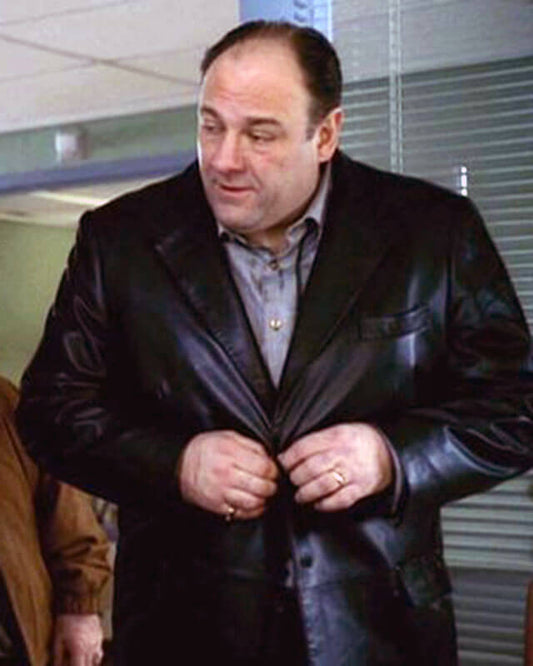Tony Soprano Black Leather Blazer Coat