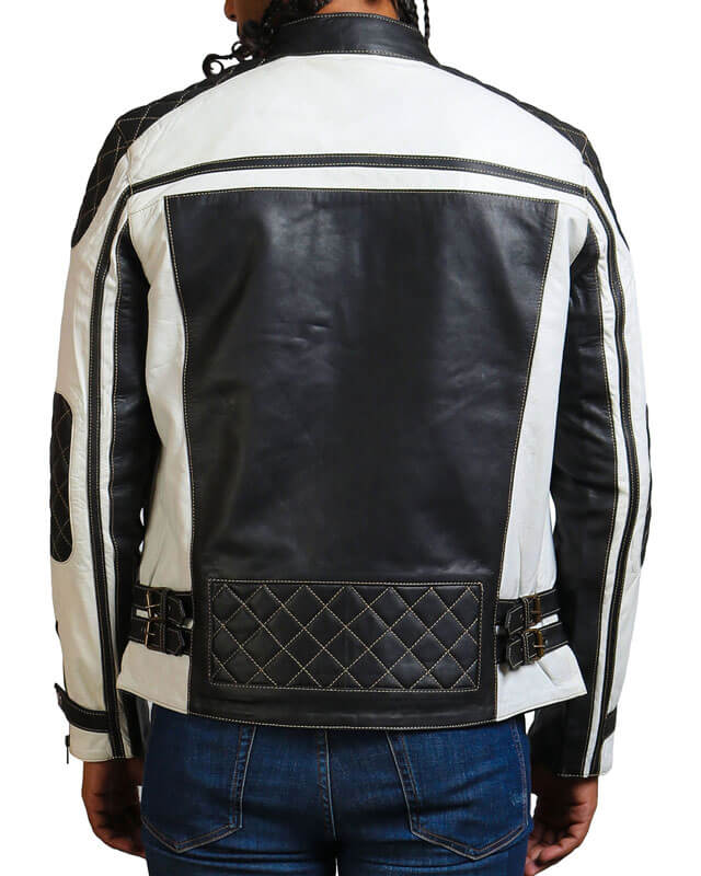 Two Toned Black White Biker Jacket